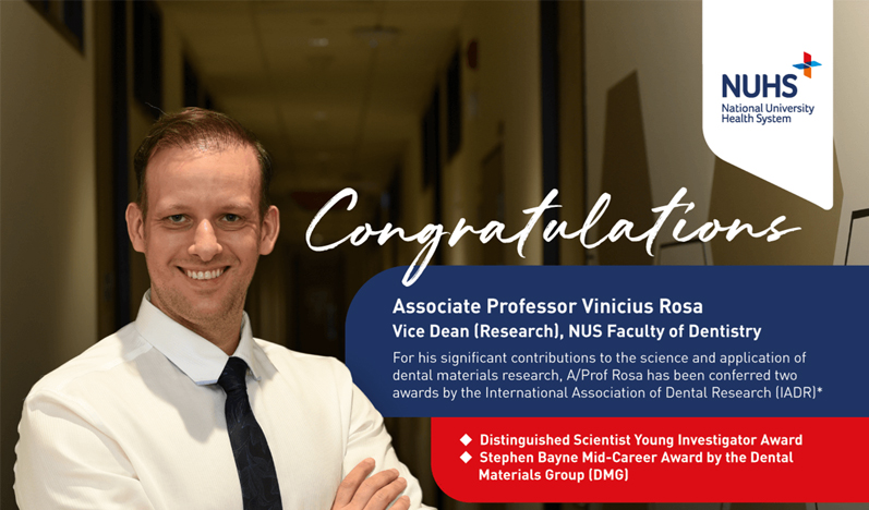 Associate Professor Vinicius Rosa clinches two awards by the International Association of Dental Research (IADR).