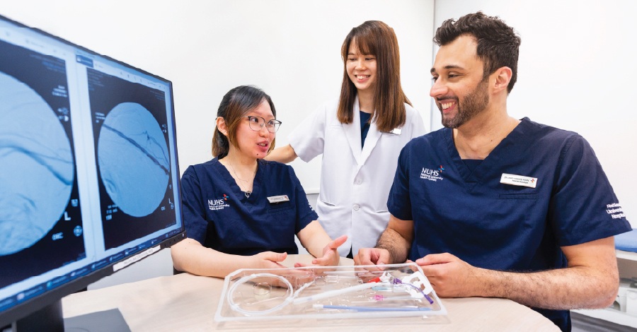 NUHS healthcare workers undergoing training