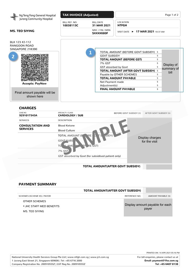 Sample Outpatient Bill - Pg 1